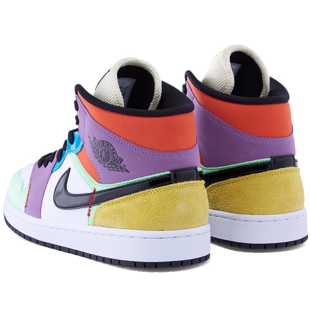 Air jordan 1 mid white black orange purple green clearance