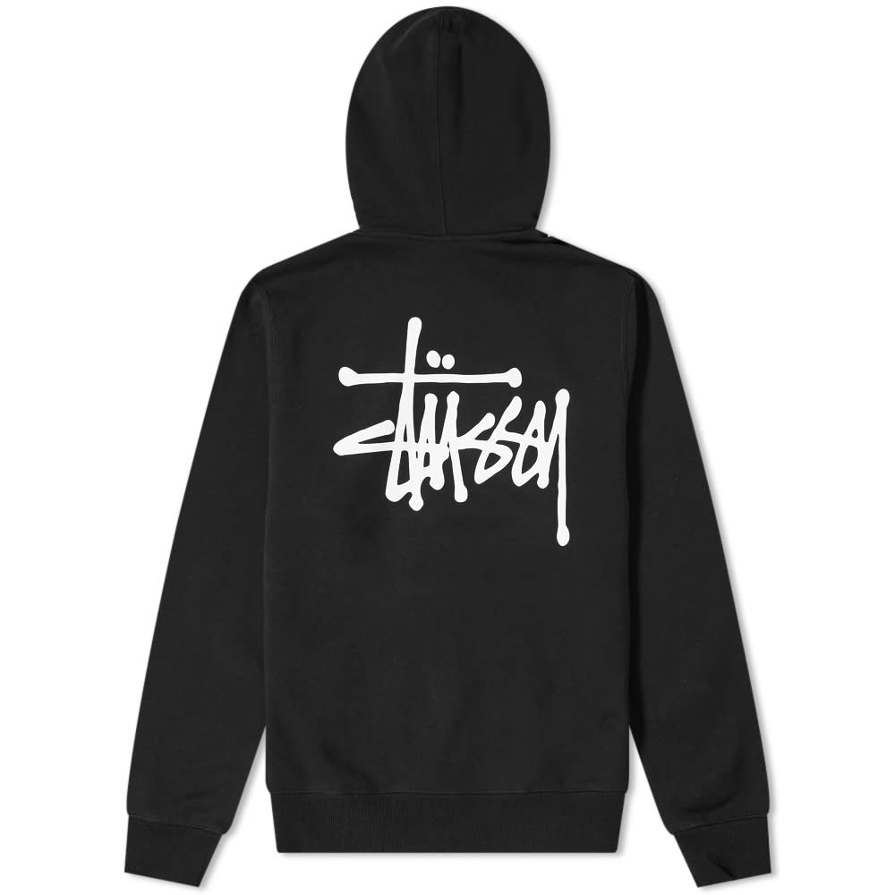 stussy black zip hoodie