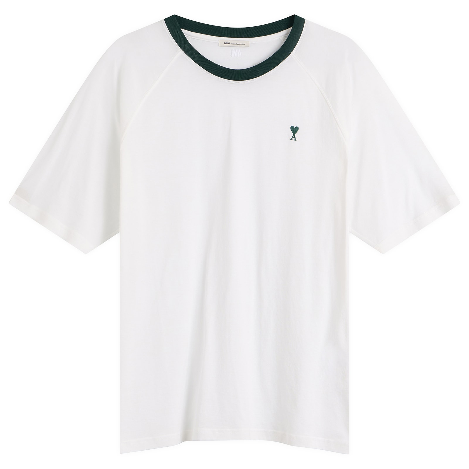 아미 AMI Paris 머서라이즈드 저지 ADC 티셔츠 Blanc Naturel/Vert Sapin