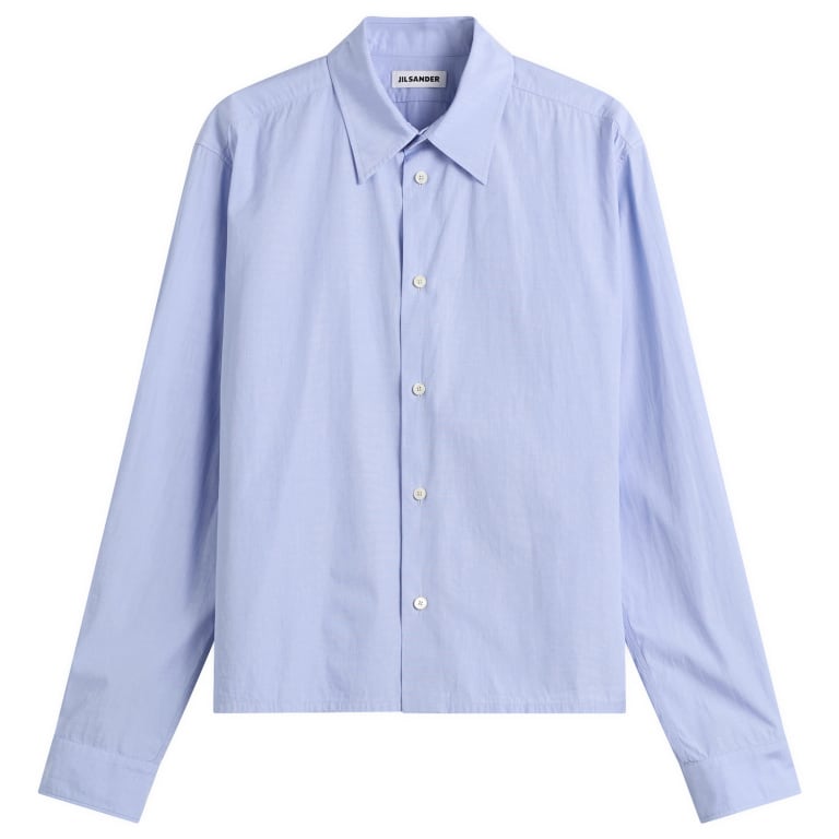 질샌더 Jil Sander 파우더 블루 크롭 긴팔 셔츠