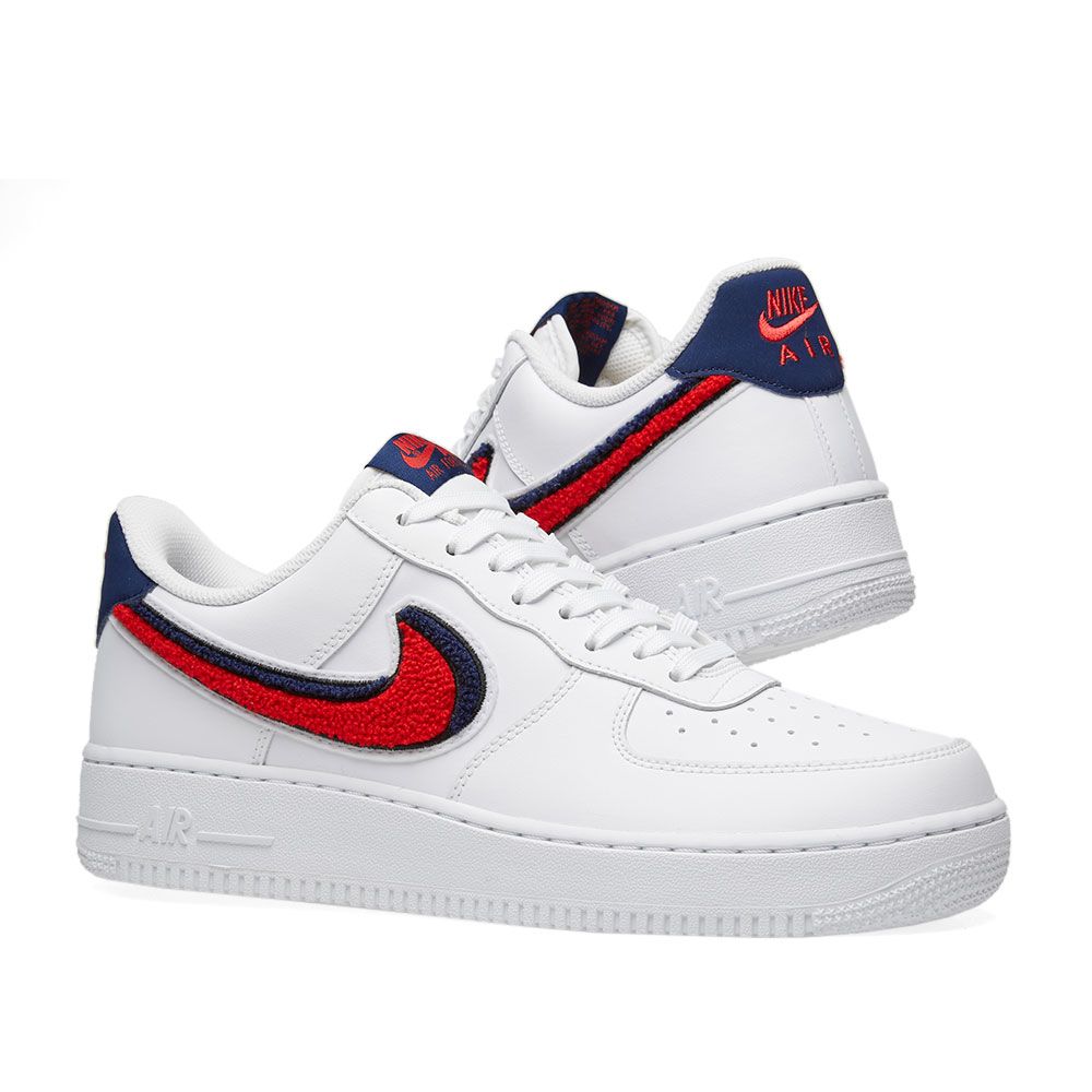 red and blue nike air force 1 lv8
