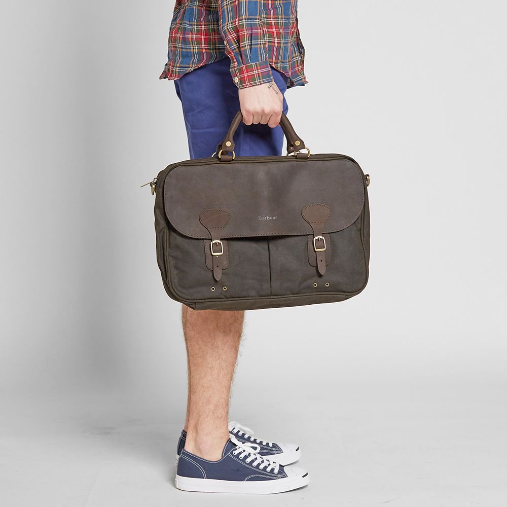 Barbour Wax Leather Briefcase Olive END.