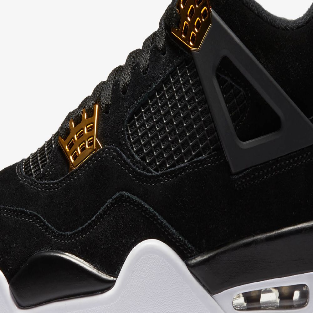 Nike Air Jordan 4 Retro 'Royalty' Black, Metallic Gold & White | END.