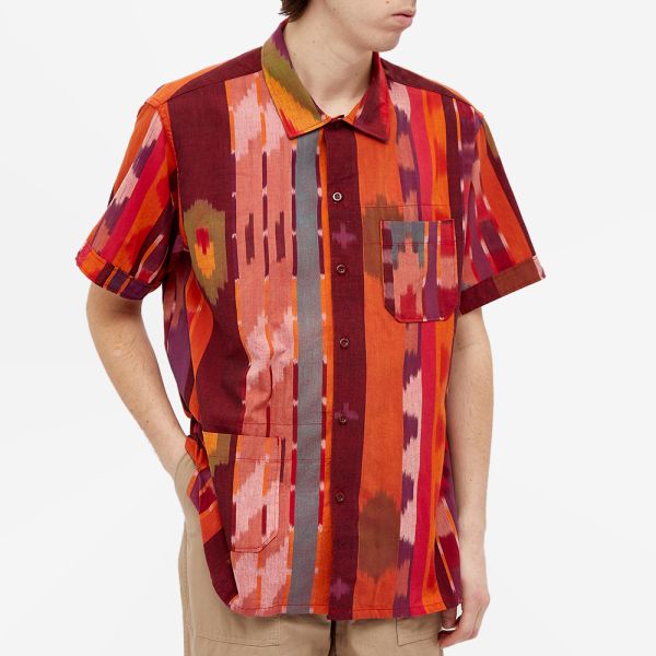 Engineered Garments Ikat Striped Camp Vacation Shirt Red Orange End