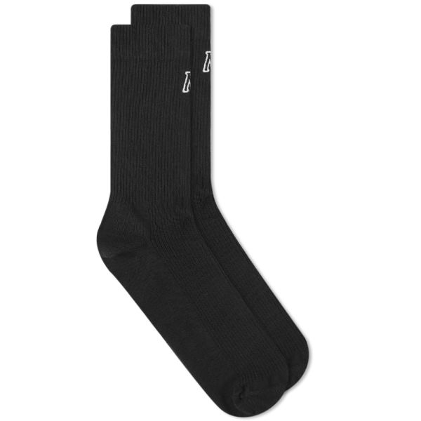 Represent Initial Embroidered Sock Black END. (Global)