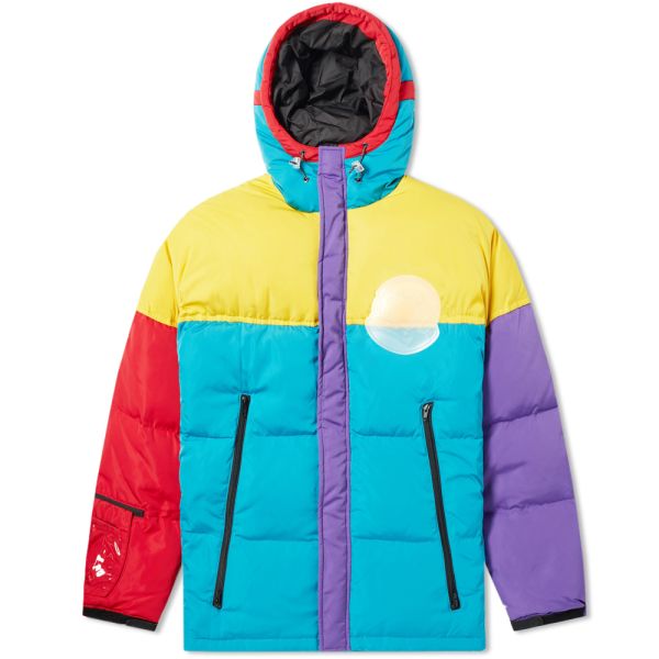multi coloured puffer jacket