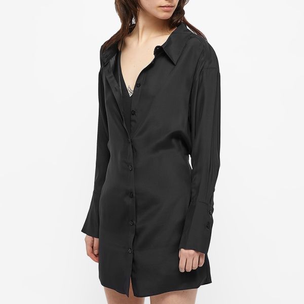 Black silky shirt dress Clearance