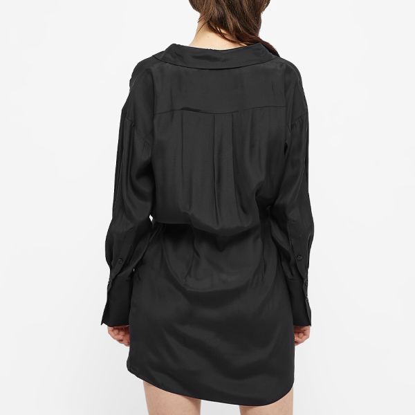 Black silky shirt dress Clearance