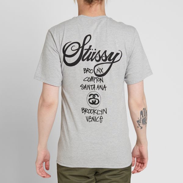 Stussy world tour tee grey clearance