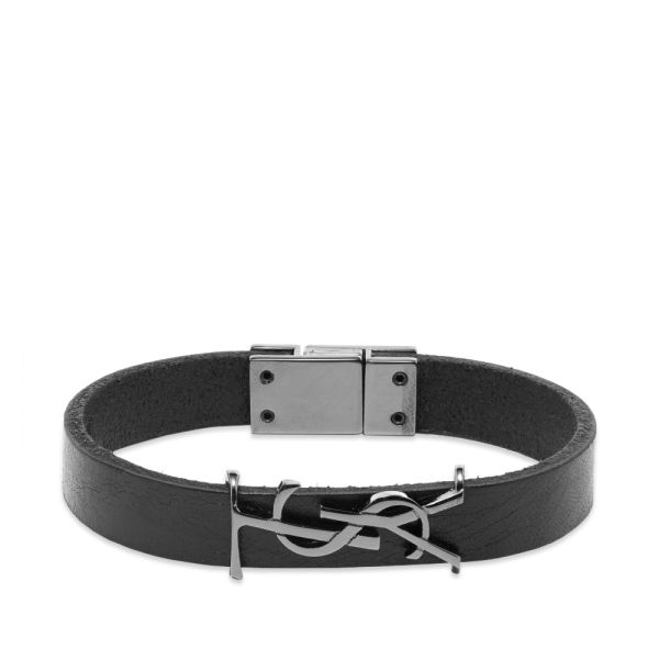 Saint Lau Ysl Leather Bracelet Black End Saint Lau Ysl Leather Bracelet