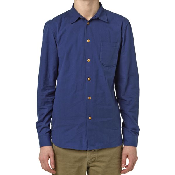 Folk Shoulder Patch Shirt Sea Blue | END. Folk Shoulder Patch Shirt in Blue for