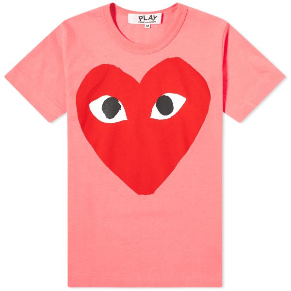 Comme Des Garcons Play Women S Red Heart Logo Tee Pink End