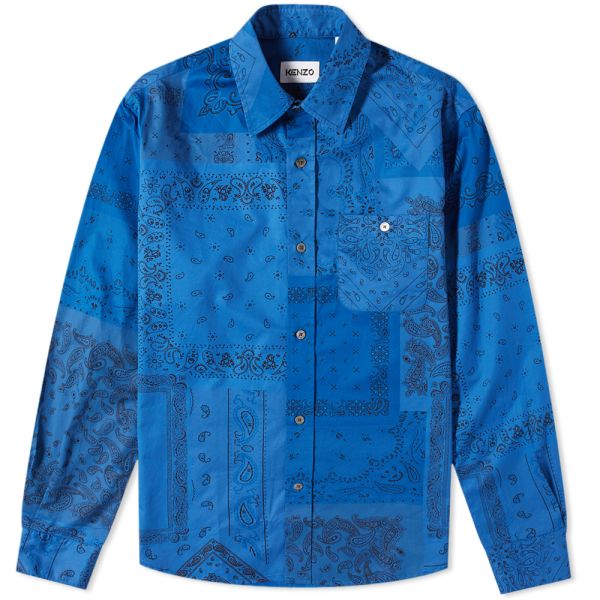 Royal blue bandana button up shirt clearance