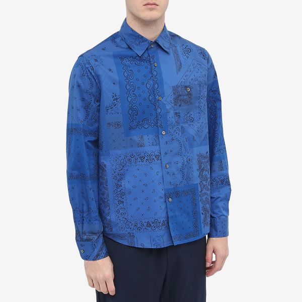 Royal blue bandana button up shirt clearance