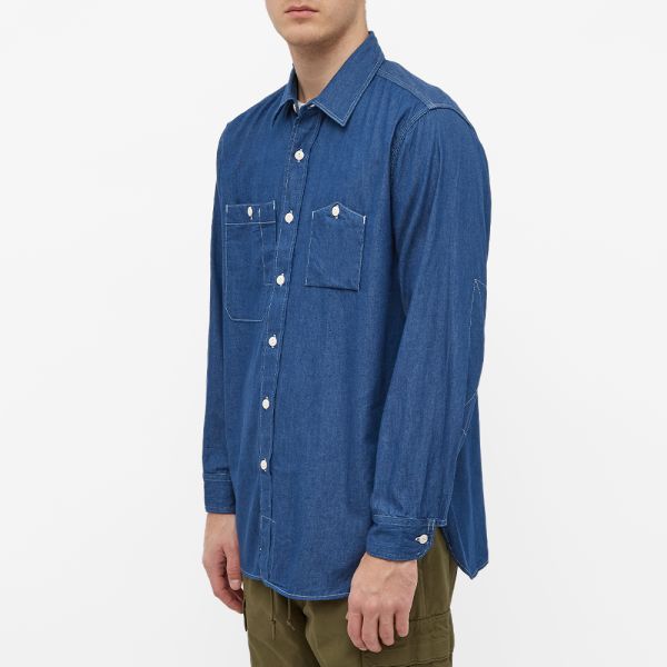 Blue denim work shirt clearance