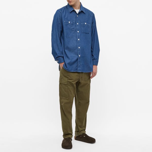 Blue denim work shirt clearance
