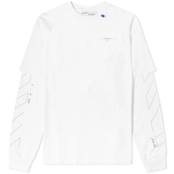 off white diagonal unfinished crew sweatshirt
