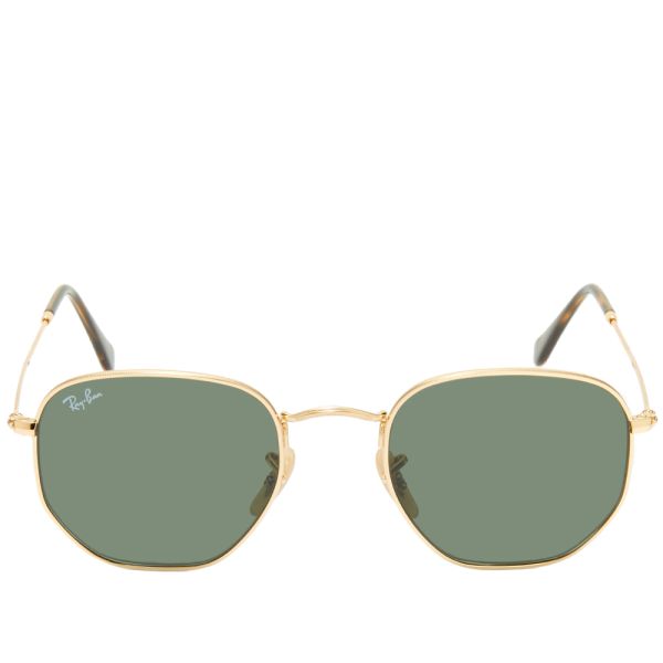 Ray Ban Hexagonal Sunglasses Gold Green End
