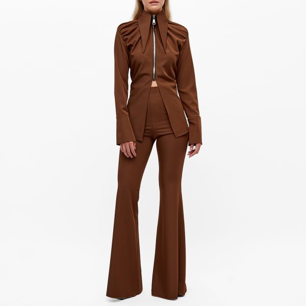 Brown fitted shirt clearance