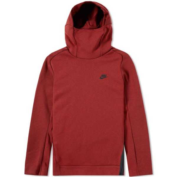 Nike Tech Fleece Pullover Hoody Dark Cayenne Heather Black End