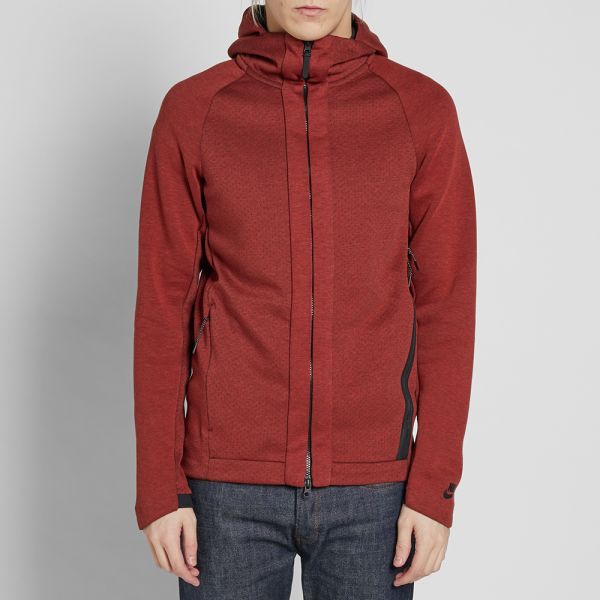 Nike Tech Fleece Zip Hoody Dark Cayenne Heather Black End