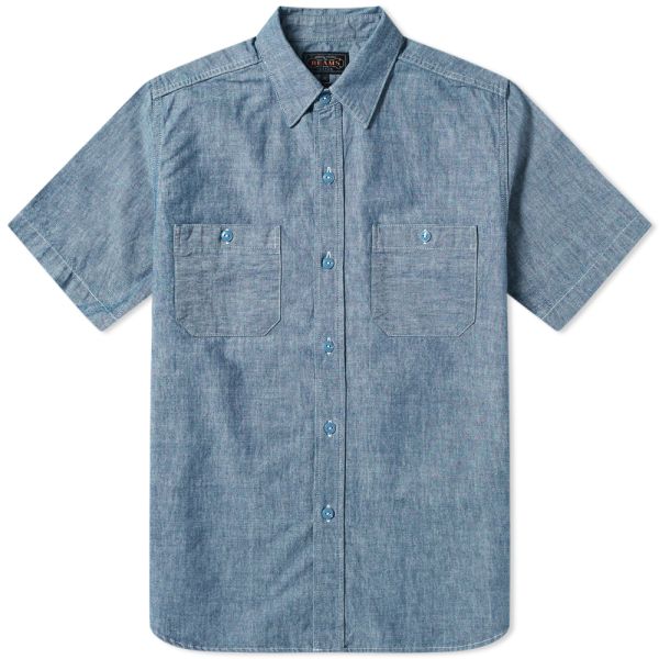 Men/'s Chambray Short Sleeve Shirt 100/% Cotton