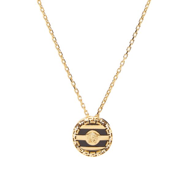 Versace Medusa Pendant Necklace Black Gold End - Versace Circle Medusa Pendant Necklace Versace Medusa Pendant Necklace Black Gold End - Versace Circle Medusa Pendant Necklace