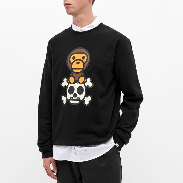 A Bathing Ape Glow In The Dark Milo Bone Crew Sweat Black End
