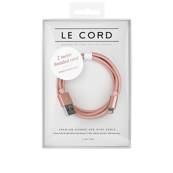 Le Cord Rose Gold Braided 2m Lightning Cable Rose END. (US)