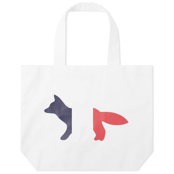 Maison Kitsune Tricolor Fox Tote Bag White End