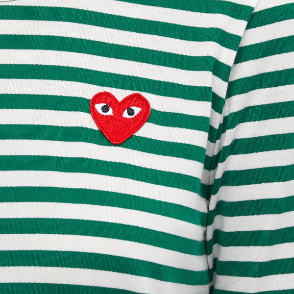 Long Sleeve Heart Logo Stripe Green 