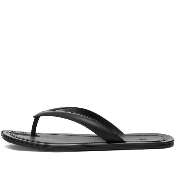 black leather slip on sandals womens