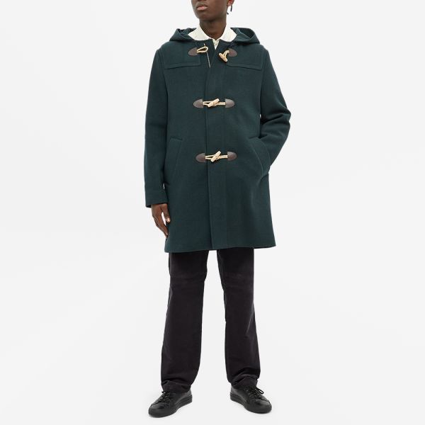 dark green duffle coat