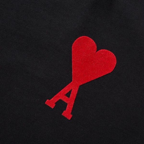 AMI Flocked Heart Logo Tee Black END NL AMI Flocked Heart Logo Tee Black END NL