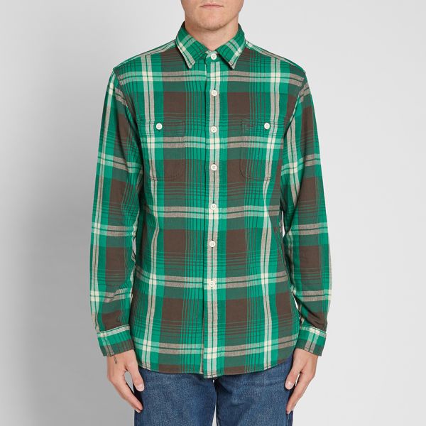 Polo Ralph Lauren Custom Fit Plaid Flannel Overshirt Green End
