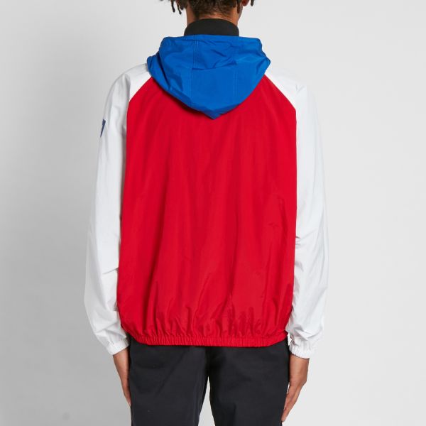 red white and blue polo hoodie