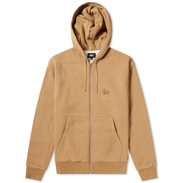 Stussy brown zip up hoodie clearance