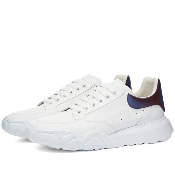 Alexander McQueen Men's New Court Sneakers in White/Chrome Green, Size UK 6 | END. Clothing