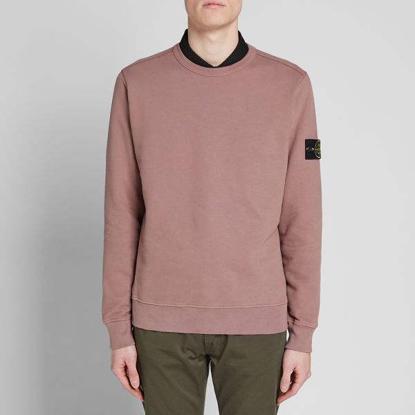 Stone Island Garment Dyed Crew Sweat Rose Quartz End Stone Island Garment Dyed Crew Sweat Rose Quartz End