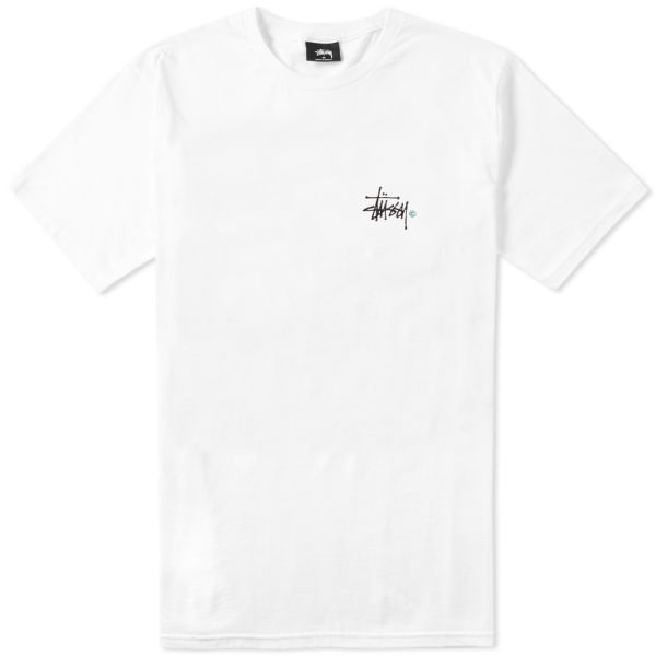 Stussy Basic Logo Tee White Black Green End