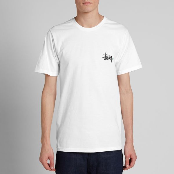 Stussy Basic Logo Tee White Black Green End