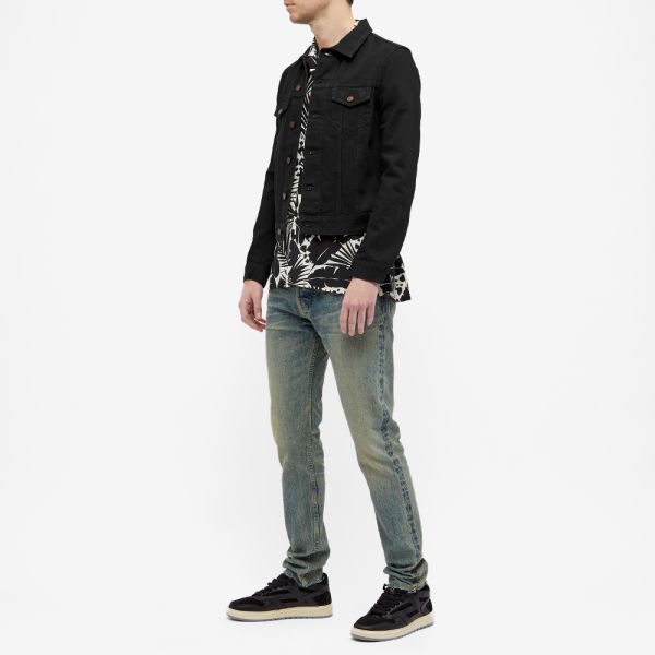 fitted black denim jacket