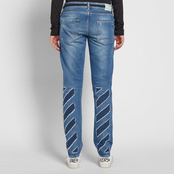 off white diagonal jeans