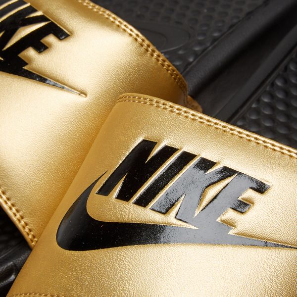 nike benassi black and gold