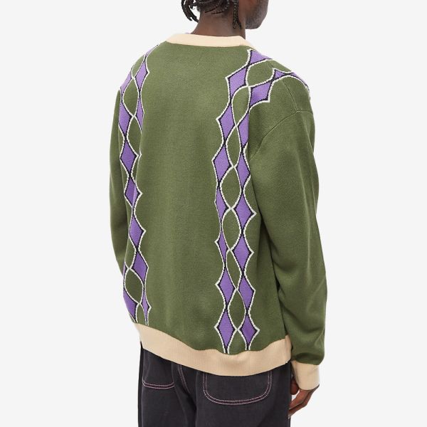 Butter Goods Diamond Knit Cardigan Sage END. (KR)
