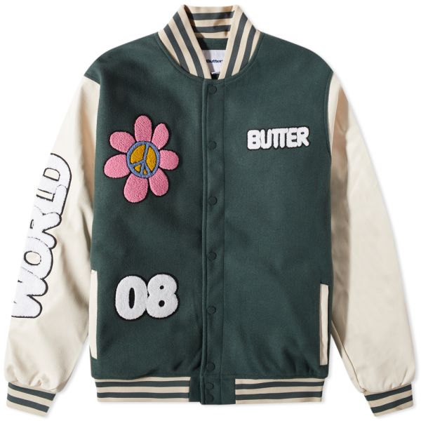 Butter Goods World Peace Varsity Jacket Forest Green END. (IE)
