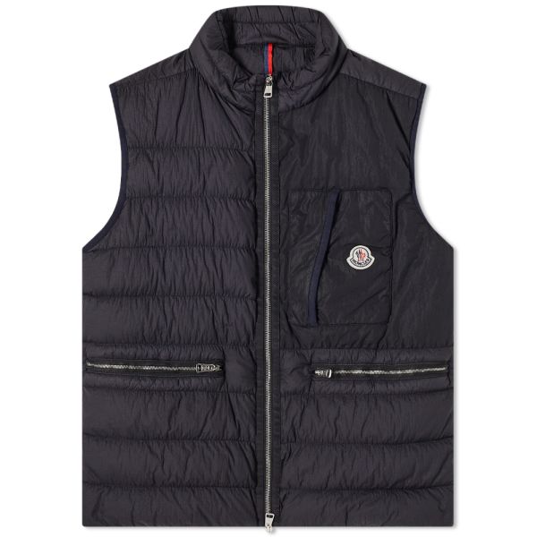 Moncler Men's Capy Garment Dyed Gilet in Navy, Size Large | End Clothing