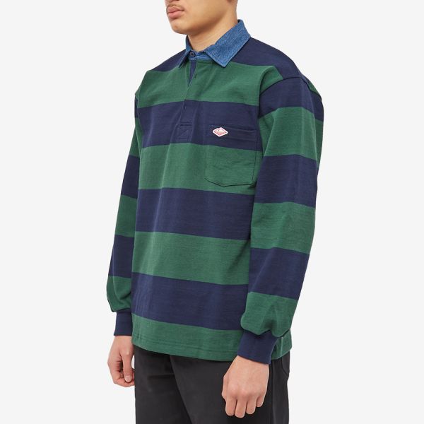 Battenwear Pocket Rugby Shirt Green & Navy Stripe END. (AU)
