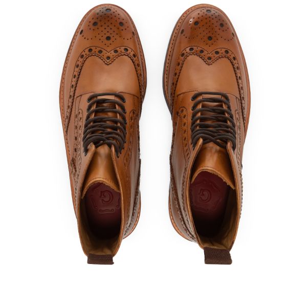 Grenson Men's Fred Brogue Boot in Tan Calf, Size UK 7 | END. Clothing