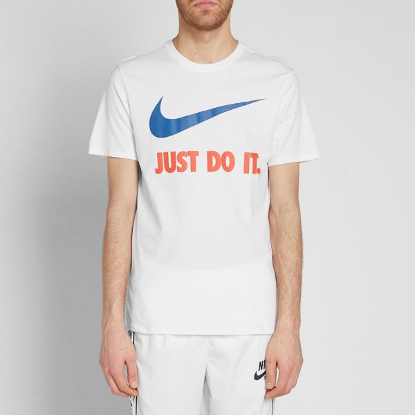 White and orange nike just do it shirt Clearance